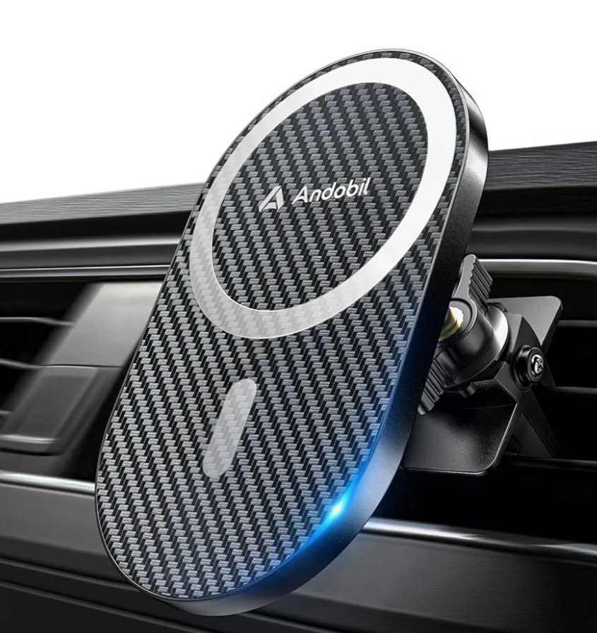 andobil Upgraded for Magsafe Car Mount Pro [Strongest Magnet, Big Phone Friendly] 360° Rotation Magnetic Phone Holder for Car Vent Suitable for iPhone 16/15/14 Pro Max Samsung S25/S24 (Carbon Fiber)