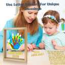 Bixinyo Family Handprint Kit - Baby Hand and Footprint Kit, Adoption Gifts, Family Gifts for Mom, New Parents, Mother's Day, Christmas, DIY Craft Keepsake Wooden Frame, 5 Non-Toxic Paints (Gold)