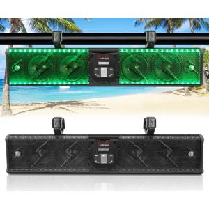 StarknightMT 26 Inch UTV Sound Bar TWS Bluetooth Speaker Golf Cart Sound Bar,Waterproof SxS Soundbar with Lightning RGB Lights 6-Speaker Compatible with RZR X3 Pioneer Talon - 1.25"- 2" Roll Cage