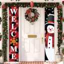Christmas Decoration Merry Christmas Door Banner Porch Signs Welcome Banner for Home Holiday Winter Xmas Santa Backdrop Hanging Decor Yard Sign for Front Door Wall Cover Party Supplies Outdoor Indoor (Snowman)