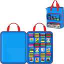 Travel Carrying Case Compatible with Little Tikes Story Dream Machine Books Starter Set, Portable Storage Bag with Transparent Pocket & Sponge Insert for 16 StoryBooks and CharactersCover Only- Blue