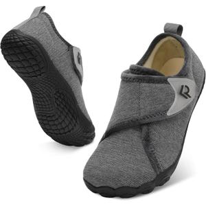 relxfeet Men's Slippers Wide Width Adjustable Orthopedic Diabetic House Shoes for Neuropathy Swollen Feet Relief Non-Slip Rubber Sole Indoor Outdoor (Dark Gray)