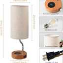 Upgraded Smart Bedside Table Lamp with Wireless Charger & USB Port - Touch Control LED Desk Lamp for Bedroom, Dimmable Wooden Nightstand Lamp with Fabric Shade for Home Living Room, Kid's Room Cream
