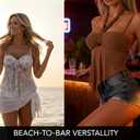 B2prity Tankini Swimsuits for Women, Tummy Control Flowy Mesh Tops, High Waisted Bottoms, Coquette 2 Piece Bathing Suits (XL)