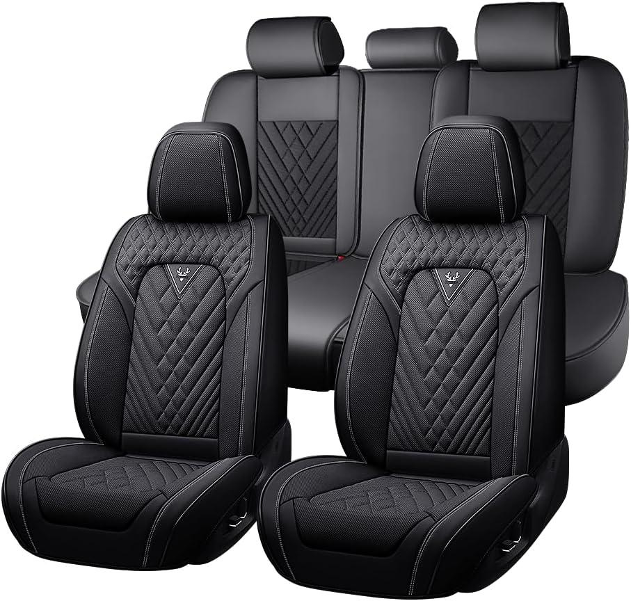 Fit for Toyota Tacoma Seat Covers 2001-2026,Premium Leather, 360 Full Protection, Thick Padding & Memory Foam, Waterproof & Stain-Resistant Car Seat Cover Full Set (5 Seat,Black)