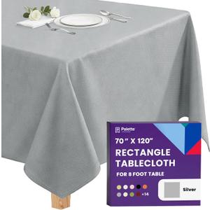 Gee Di Moda Rectangle Tablecloth - 70 x 120 Inch Silver Table Cloth for 6 or 8 Foot Rectangle Tables - Heavy Duty Washable Fabric - for Holiday Party, Dinner, Weddings, Baby Shower & Events