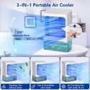 Portable Air Conditioners, 3-In-1 Mini Portable AC Unit 3 Speed with Icy Mist, 900ML Water Tank Cooling Fan with 2/4H Timer 7 Color Lights, Evaporative Cooler Fan for Car Bedrooms Offices Desk Rv Room