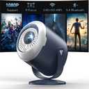 Mini Projector with Stand - Native 1080P WiFi 6 Portable Projector with Electric Focus & Bluetooth 5.0, 240 Rotatable Movie Projector for Bedroom & Home Theater