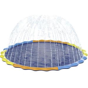 124" Large Splash Pad for Dog and Kids, 10.3FT Non-Slip Sprinkler Mat 1mm Thickened and Foldable Large Pool Summer Fun, Outdoor Water Toys for Dogs and Toddlers