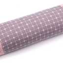 Round Neck Buckwheat Pillow, Neck Support Cervical Pillow for Side and Back Sleepers with Removable Washable Cover (16x4 inch, Grey&Pink)