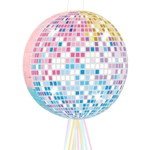 Aoriher Disco Ball Piata Singer Party Decoration Colorful Disco Party Piatas with Stick Blindfold for Birthday New Years Bachelor Music Lover Fans Game Supplies 12.4 x 12.4 x 2.76 Inch