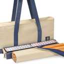 Yellow Mountain Imports American Mahjong Set, Harbor Mint with Beige and Blue Canvas Tote Bag - 4 All-in-One Racks with Pushers, Wright Patterson Scoring Coins, Dice, & Wind Indicator