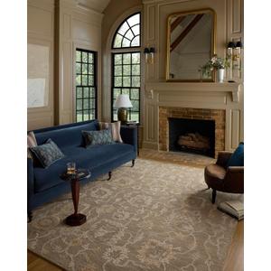 Loloi Chris Loves Julia Dorothea Collection DRT-01 Oak/Natural 2'-3" x 3'-9" Accent Rug Wool Neutral Floral Living Room Bedroom Carpet
