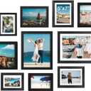 10 Pack Black Picture Frames Set, Gallery Wall Frame Set with Mat, Collage Photo Frames for Wall Mounting or Tabletop Display, Multi Sizes 8x10 5x7 4x6 for Living Room Bedroom Office