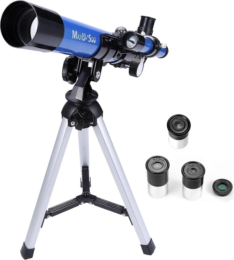 Kids Telescope 400x40mm with Tripod & Finder Scope, Portable Telescope for Kids & Beginners, Travel Telescope with 3 Magnification Eyepieces and Moon Mirror