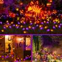Albelt Halloween Decorations Outdoor, 6 Pack Solar Firefly Lights Outdoor, 48 LED Solar Halloween Lights, Waterproof Swaying Garden Light (Sway by Wind) for Outside Pathway Decor (Orange and Purple)