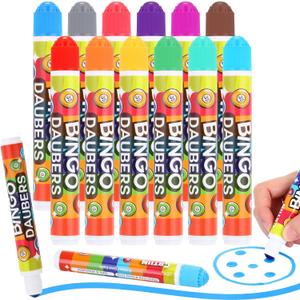 Crtiin 12 Pack Mixed Colors Set of Bingo Daubers Dot Markers Bingo Supplies in 12 Colors Dot Art Markers Paint Craft Ideal for Art and Crafts Painting Supplies Drawing Coloring