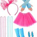 Tatuo 80s Fancy Women Tutu Skirt Accessories Costume Party Outfit Leg Warmers Headband Gloves Earrings Necklace