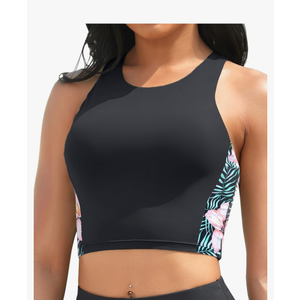 Yonique Women High Waisted Bikini Swimsuit Crop Bathing Suits Sporty Swimwear Bikini M