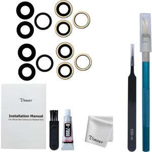 Rear Back Camera Lens Glass Replacement for iPhone 13 Pro & 13 Pro Max All Carriers Pre-Installed Adhesive with Installation Manual and Repair Tool Kits (2 Sets)
