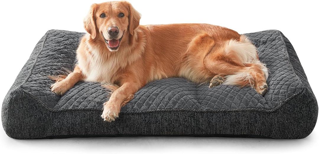 JOEJOY XL Orthopedic Dog Beds Large Sized Dog, Extra Thick Supportive Big Dogs Couch Bed with Sides, Ultra Soft Pet Bed Sofa for Large Dogs, Grey, 42''x30''