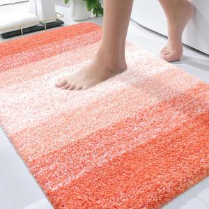 OLANLY Bathroom Rugs Mat 30x20, Extra Soft Absorbent Microfiber Bath Rugs, Rubber Backing, Quick Dry, Machine Washable Bath Mats for Bathroom Floor, Tub and Shower, Home Decor Accessories, Coral