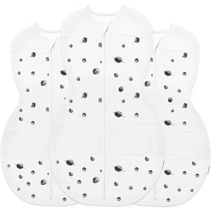 Happiest Baby Sleepea Organic Cotton Baby Swaddle, 3-Pack Newborn Bundle | GOTS Certified Organic Cotton, Breathable, Hip Healthy, Arms-Out Transition, Two-Way Zipper, Doctor Designed, Size: Newborn Bundle (2 Small, 1 Medium)