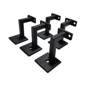 Square Handrail Brackets for Staircase Railing - Textured Black (Pack of 5)