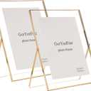 Gold 8x10'' Floating Frame Set of 2, For Photo Sizes ( 5x7'' ,6x8'' 7x9'' up to 8x10''), Beautiful Metal Lace Edge Frames Adjustable Tabletop/Shelf Photo Frame, Classy Gift Choice for Wedding,