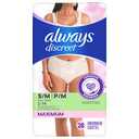 Always Discreet Adult Incontinence Underwear for Women and Postpartum Underwear, Small/Medium, Up to 100% Bladder Leak Protection, 28 Count