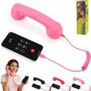 Retro Phone Handset, 2026 New Retro Style Type-C Phone Handset,Vintage Wired Plug in Handheld Cell Phone Receiver with Microphone, Suitable for Cell Mobile Video Conferences,Calls,Meetings (Pink)