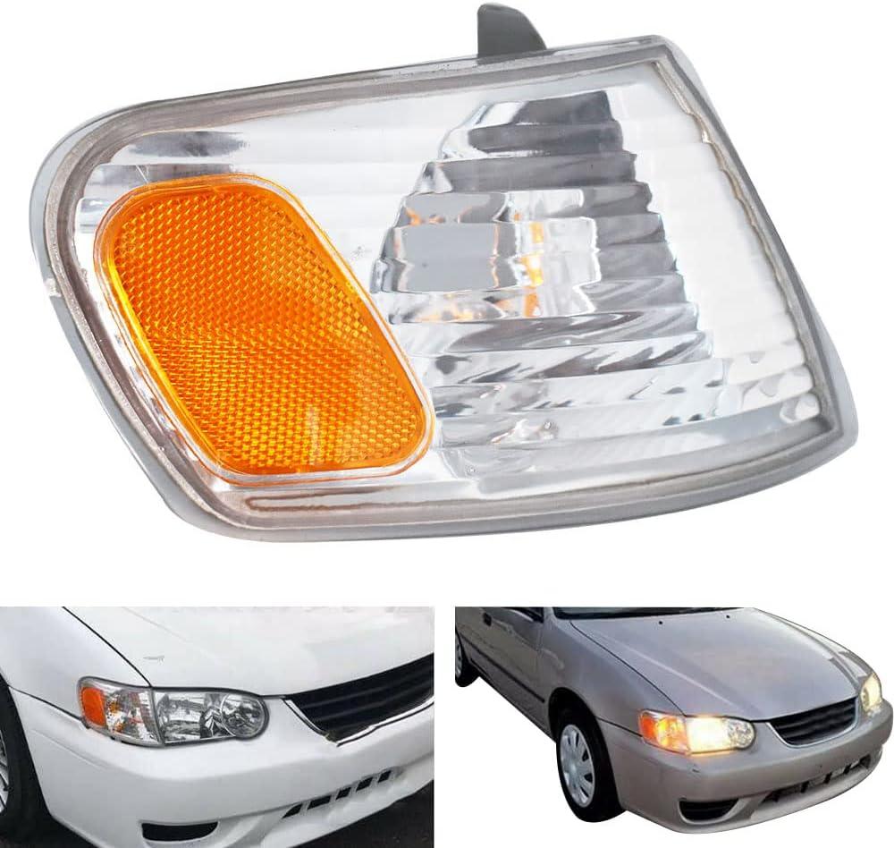 WFLNHB Side Marker Light Turn Signal Light Amber Clear Shell Replacement for Toyota Corolla 2001-2002 Passenger Right Side