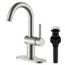 KENES Brushed Nickel Bathroom Faucet Single Handle Modern Prep Wet Bar Sink Faucet Bathroom Sink Faucets with Drain Assembly & Deck Plate, Farmhouse RV Camper Outdoor Utility Faucet, KE-9005B