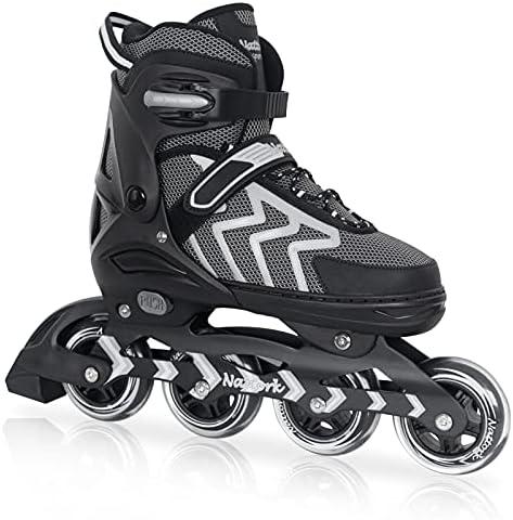 Nattork Adjustable Inline Skates for Adults and Teens, Outdoor & Indoor Blades Roller Skates for Boys, Beginners 3Y-6Y