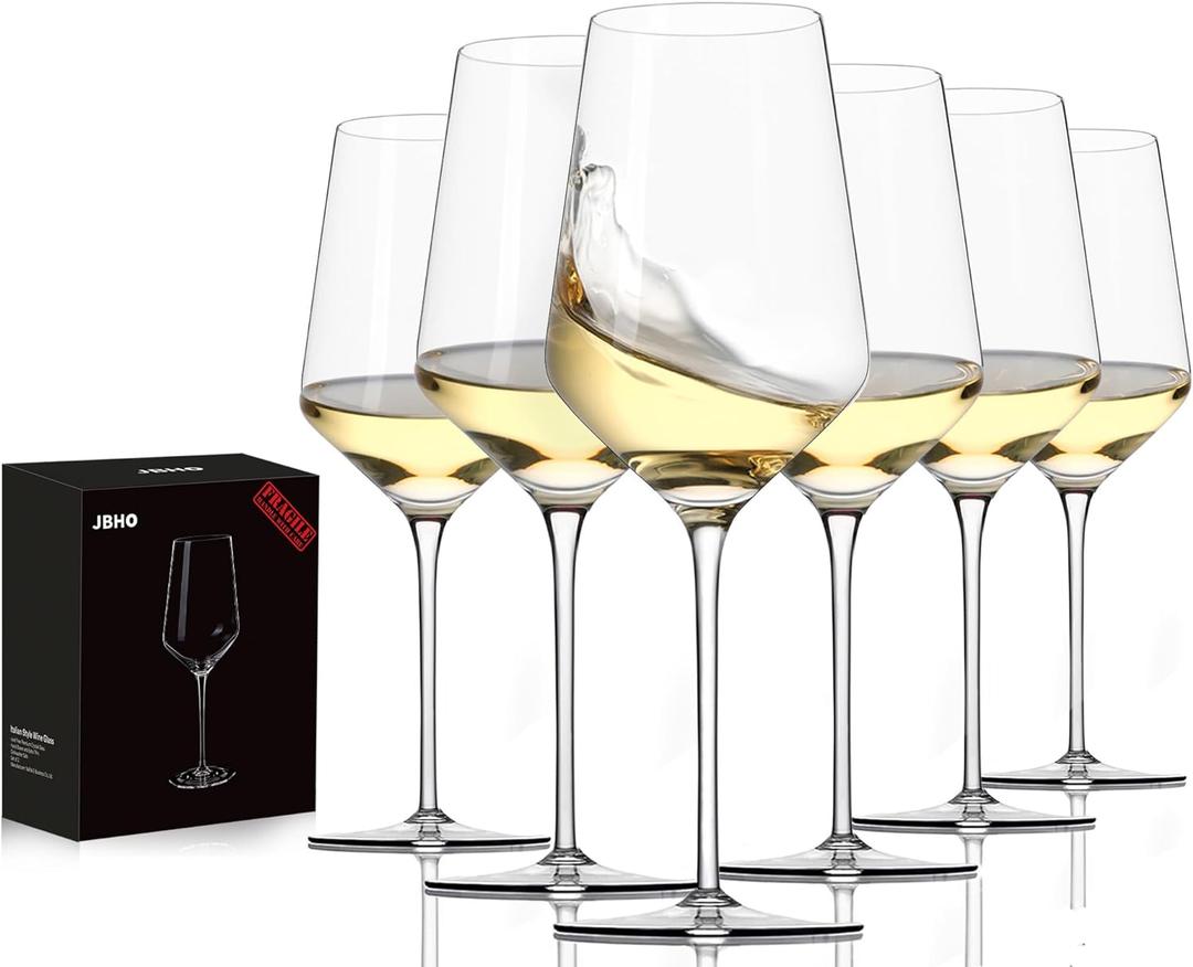 JBHO 17 oz Lead-Free Wine Glasses Set of 6, Hand Blown Durable Crystal Wine Glasses for Daily Use and Hosting Guests, Thin Rim for Serving Red and White Wine, Gift packing for any occasion, 6 Count