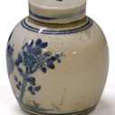 Blue and White 4.5in Porcelain Flower and Bird Small Oriental Jar with Lid