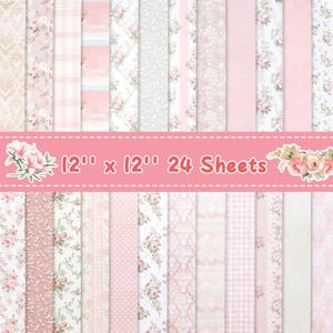 24 Sheets Scrapbook Paper 12x12 Inch Pink Floral Scrapbooking Paper Double-Sided Pattern Cardstock Papers Decorative Craft Papers for DIY Craft Card Making Photo Album Journal Decor Scrapbook Supplies