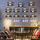 2Pcs Wall Mounted Wine Bottle Rack, Metal Hanging Wine Display Holder Organizer, Red Wine Racks for Home Kitchen Bar Decor Storage (Retro Brown AA)