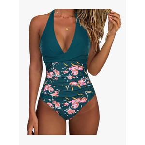 SUUKSESS Women Sexy Tummy Control One Piece Swimsuits Halter Push Up Bathing Suits XXL