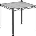 Whitmor 1 Tier Supreme Stacking Shelving Unit, Wire Metal Home Storage Organizer, 15" L x 14" W x 15" H, Black W/Liner