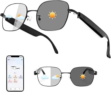 AI Smart Glasses for Women & Men, Photochromic Lenses, Realtime Translation via APP, Supporting 160+ Languages, Indoor & Outdoor Bluetooth Glasses, AI Translation Glasses for Trade, Travel, Work