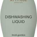 ATTITUDE Dish Soap, EWG Verified, Plant-Based & Vegan Dishwashing Liquid, Naturally Derived, Fresh Garden Scent, 24 Fl Oz