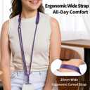 Phone Lanyard Crossbody & Neck, Adjustable Wide Strap with Anti-Loss Lock for iPhone Samsung - Universal Hands Free (Purple)