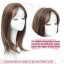 Molefi Hair Toppers for Women with Thinning Hair,18 Inch Long Layered Toppers, Add Volume Synthetic Wiglets Pieces For Women 6.5"x6.5"Large Base for Daily Use (Brown with Ash Brown Highlights)