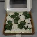 Ling's moment Artificial Wedding Flowers 1.5" Rose Buds and 2" Petite Roses 25pcs Ivory w/Stem for DIY Wedding Boutonniere Wrist Corsages Bouquets Centerpieces Arrangements