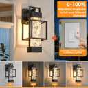 Hotsonic 2 Pack Dusk to Dawn Outdoor Porch Light Fixtures Wall Mount, 14'' Dimmable Exterior Lighting for Outside, Waterproof Wall Lantern Lamps, Black Sconce Coach Lights for House, Garage