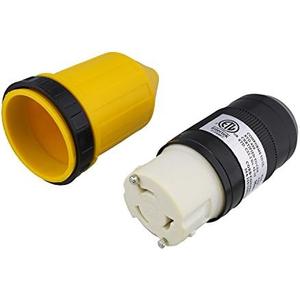 ABN L5-50R Connector with RV Power Cord Cover & Ring – 50 Amp Twist Lock Inlet Locking Plug Protector, 50A 125/250VAC