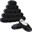 simarro 50 Pack Disposable Nonslip Shoe Covers, Thicker Black Printed Boot Covers, Stretchable, Breathable, Durable Shoe Cover for Home Floors Carpet Indoor, One Size Fits Most