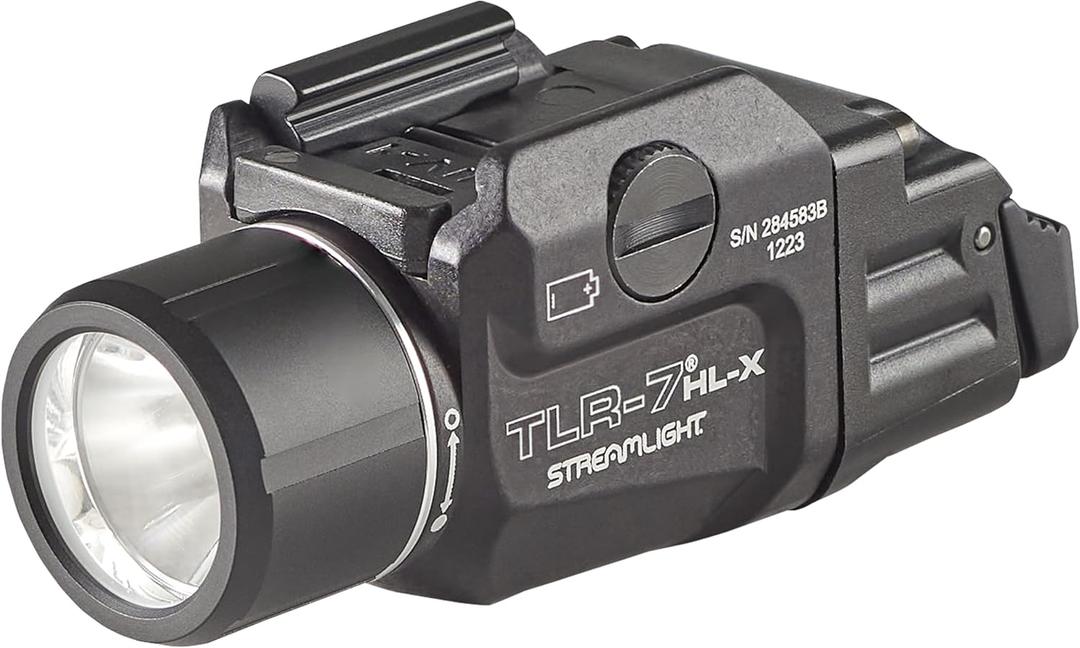Streamlight 69458 TLR-7 HL-X USB 1000-Lumen 22000-Candela Rechargeable Rail Mounted Weapon Light with Interchangeable High & Low Switches and Key Kit, Black