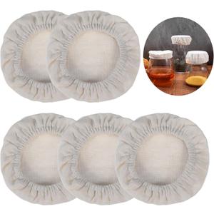 Cloth Covers for Sourdough Starter Jars Or Kombucha Kefir Fermentation Cheese Fabric Lids Bread Fermentation Cover Elastic Cotton Cloth Linen Covers for Jars Mouth from 3-4 inch